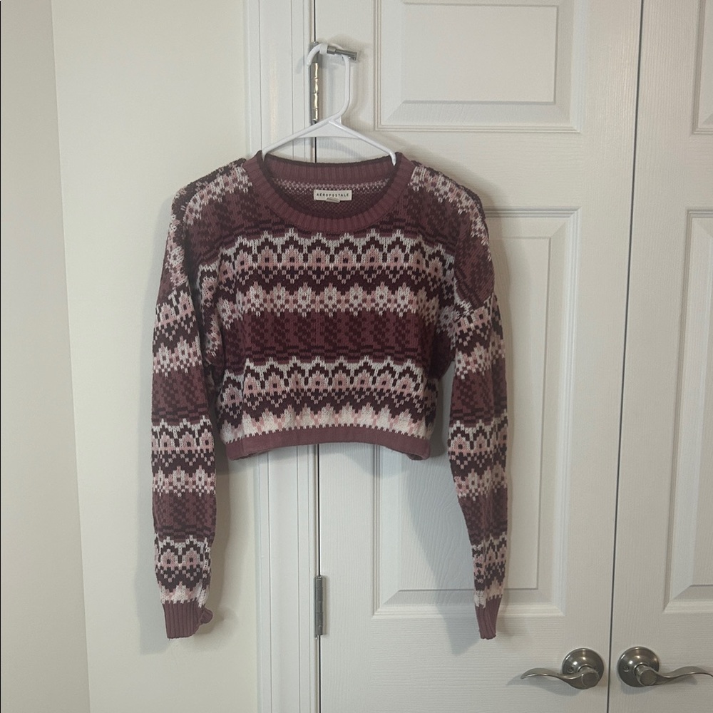 Aeropostale Rose and Pink Cropped Knit Sweater